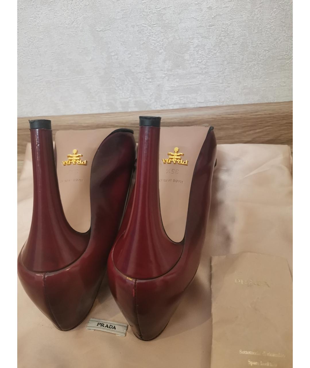 PRADA Бордовые кожаные туфли, фото 4