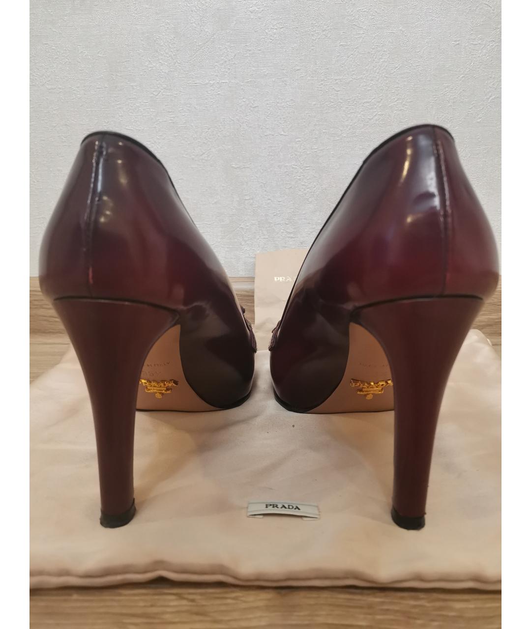 PRADA Бордовые кожаные туфли, фото 2