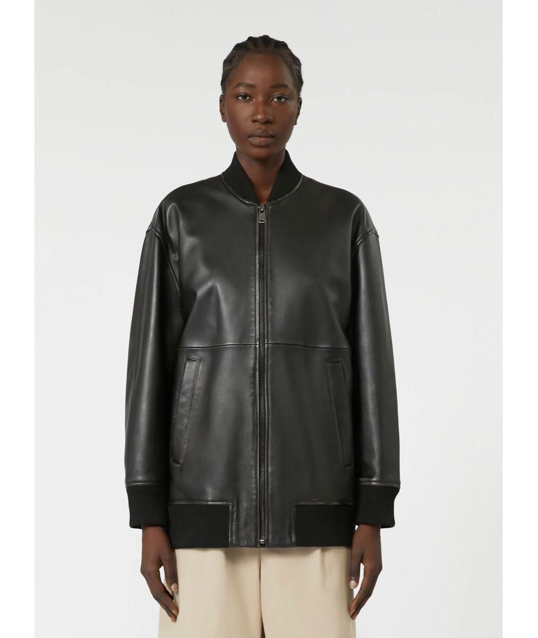 WEEKEND MAX MARA Черная кожаная куртка, фото 4