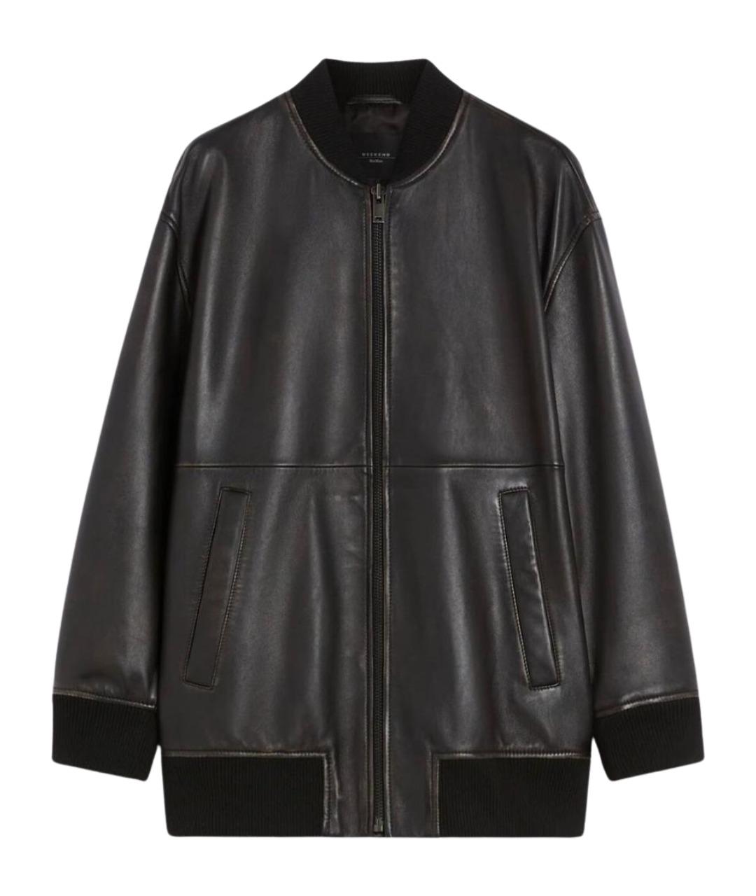 WEEKEND MAX MARA Черная кожаная куртка, фото 1