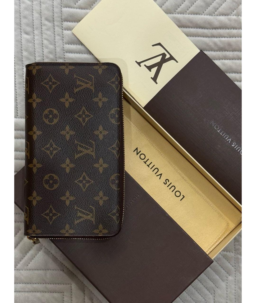 LOUIS VUITTON Коричневый кожаный кошелек, фото 5