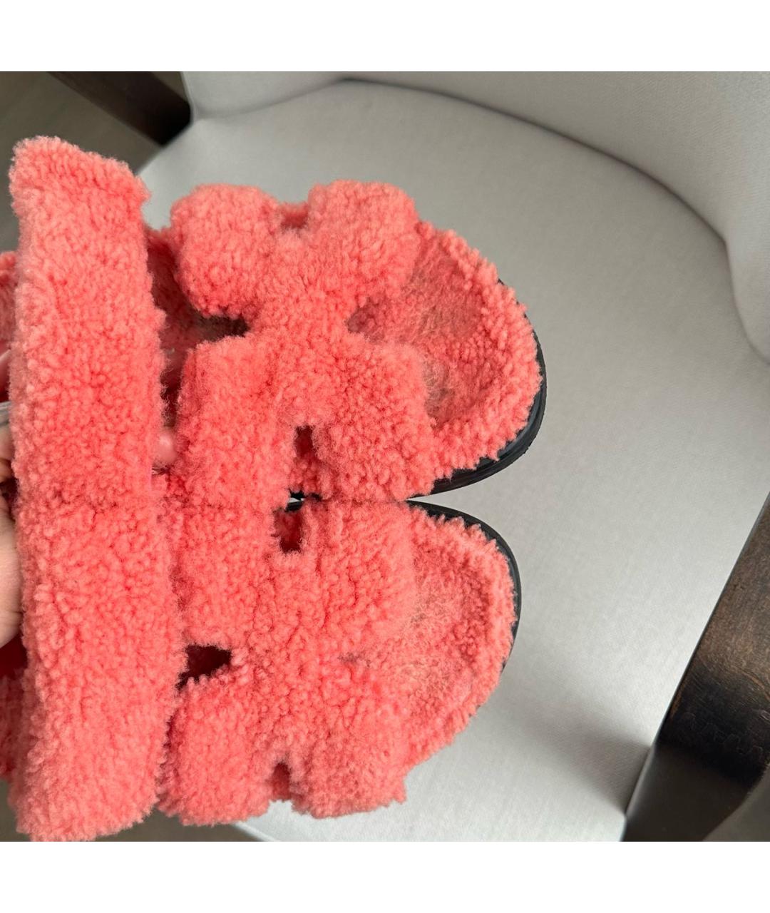 HERMES Коралловые шлепанцы, фото 8