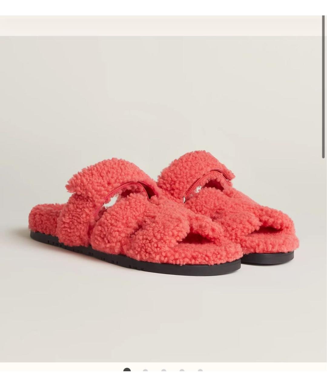 HERMES Коралловые шлепанцы, фото 9