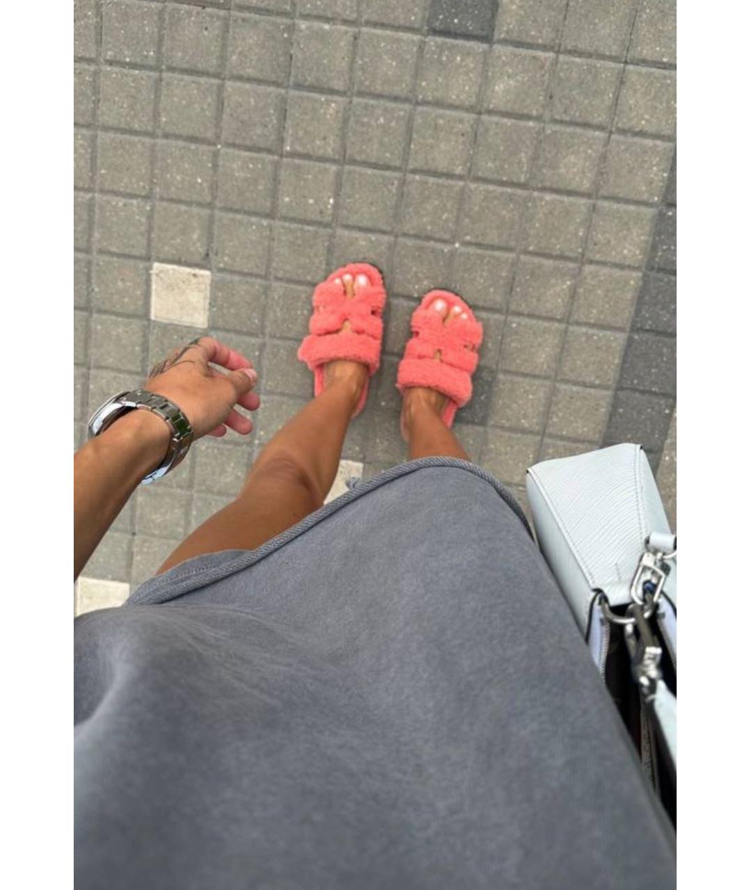 HERMES Коралловые шлепанцы, фото 6