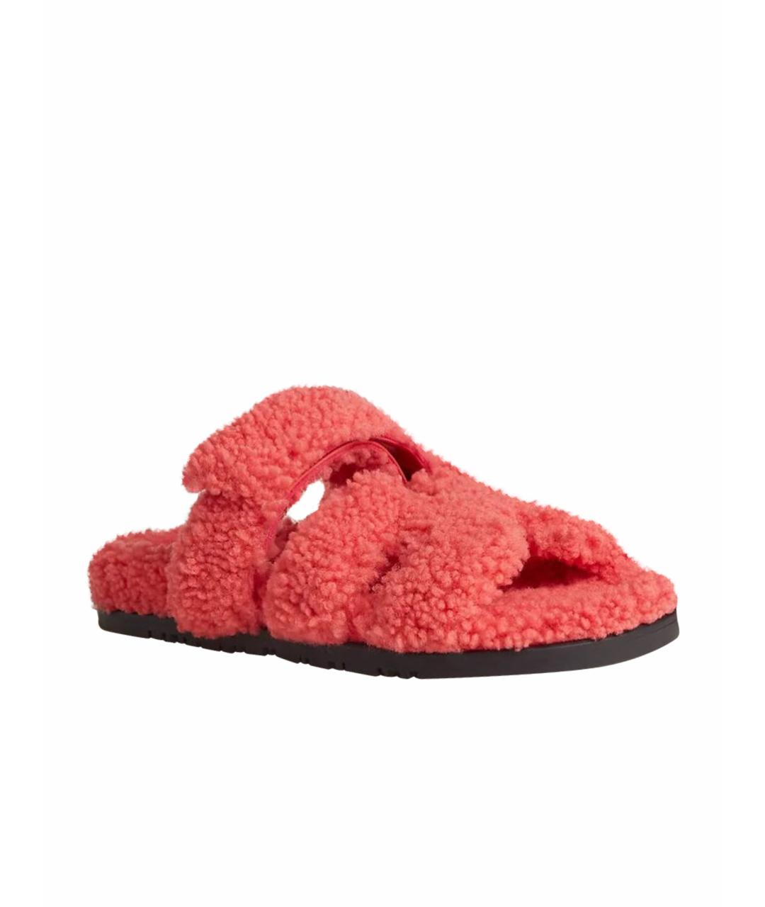 HERMES Коралловые шлепанцы, фото 1