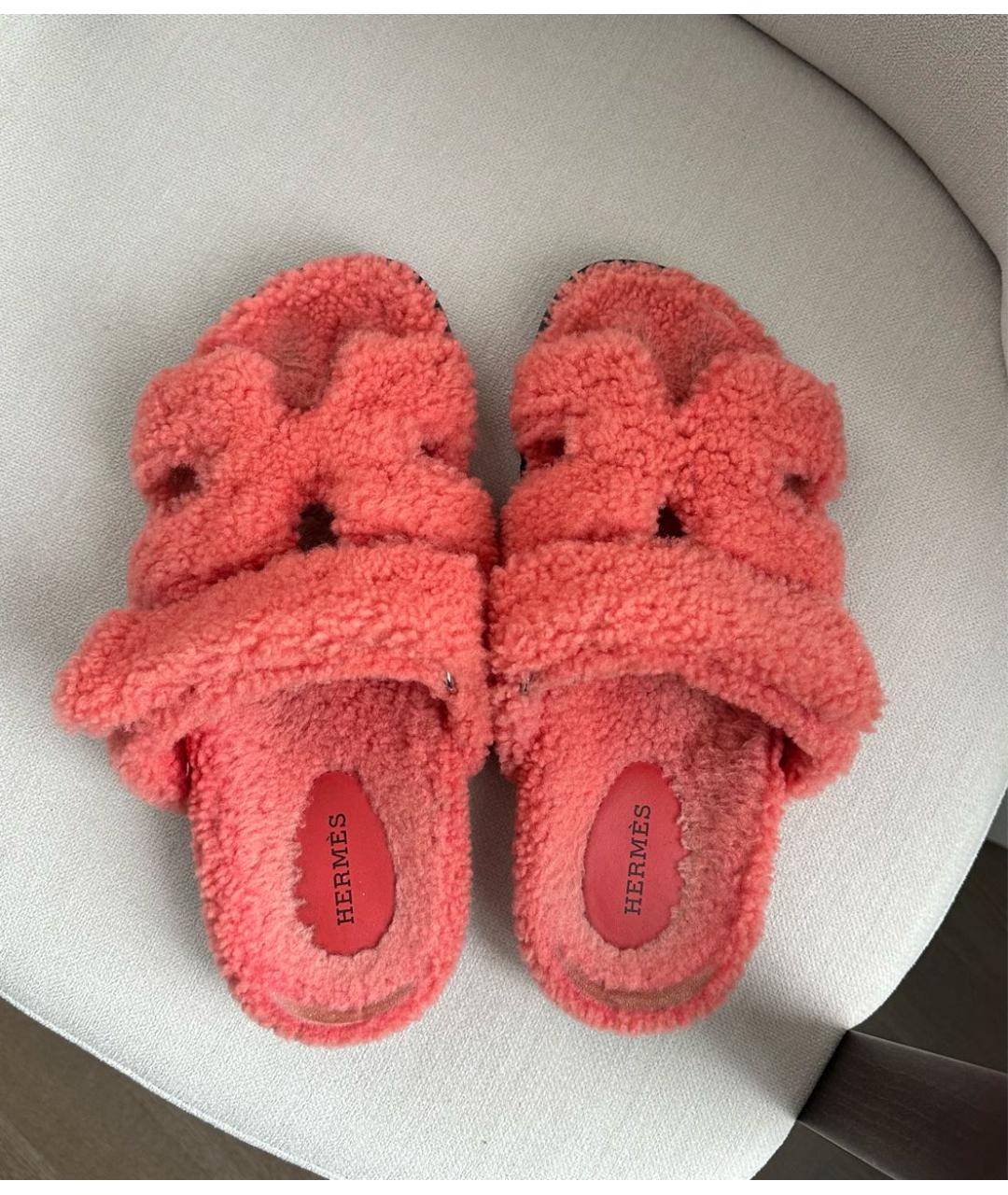 HERMES Коралловые шлепанцы, фото 2