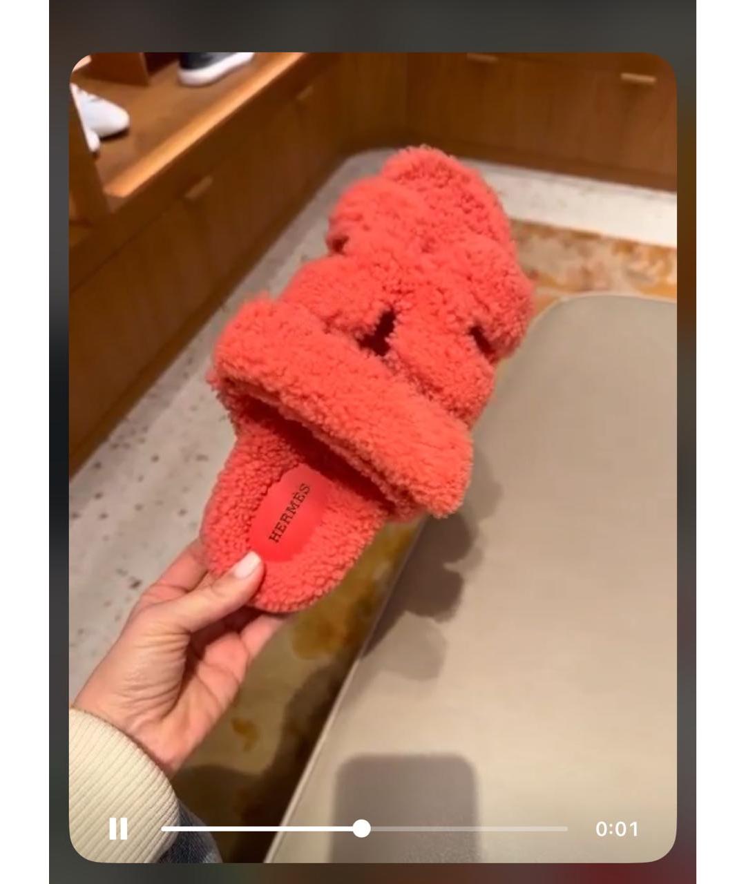 HERMES Коралловые шлепанцы, фото 7