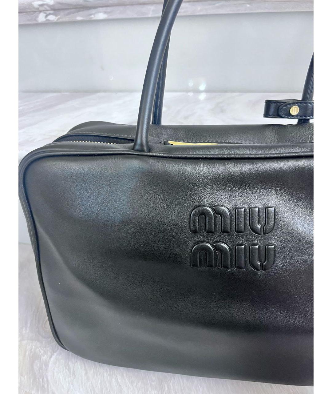 MIU MIU Черная кожаная сумка с короткими ручками, фото 8