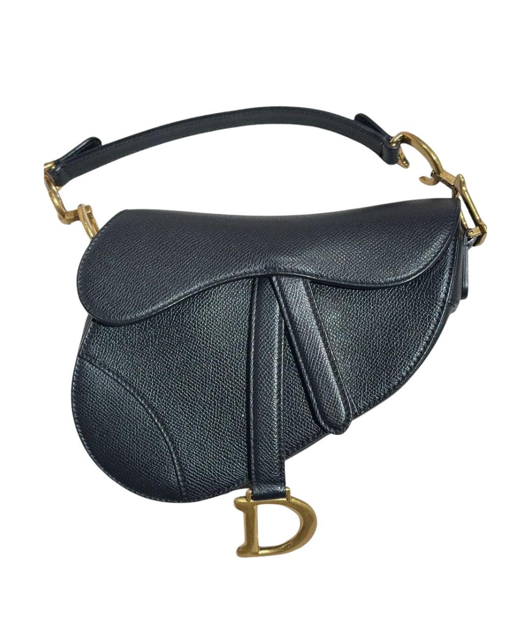 CHRISTIAN DIOR Черная кожаная сумка с короткими ручками, фото 1