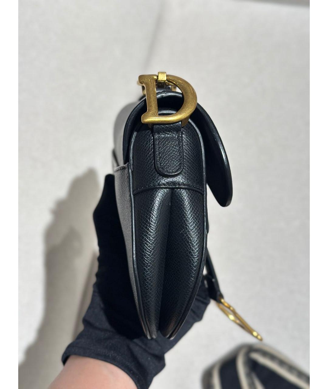 CHRISTIAN DIOR Черная кожаная сумка с короткими ручками, фото 3