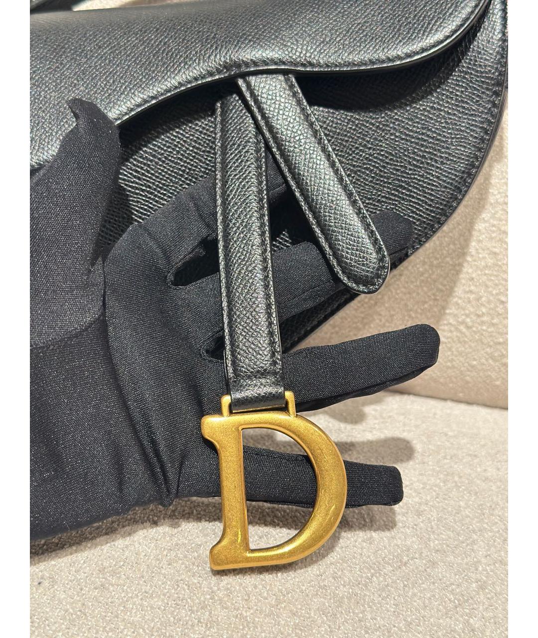 CHRISTIAN DIOR Черная кожаная сумка с короткими ручками, фото 8