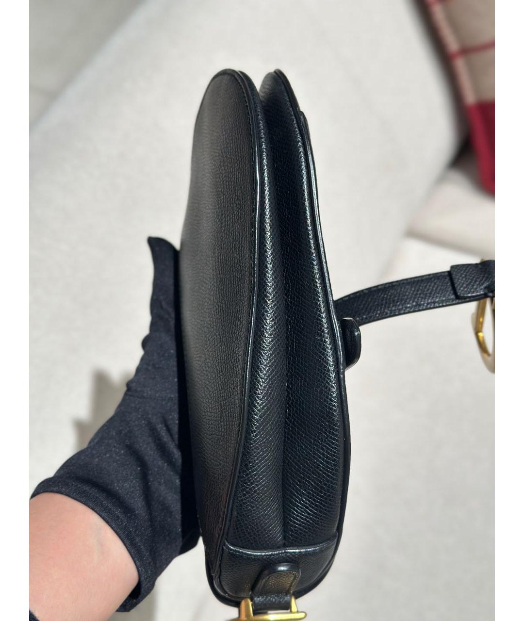 CHRISTIAN DIOR Черная кожаная сумка с короткими ручками, фото 5