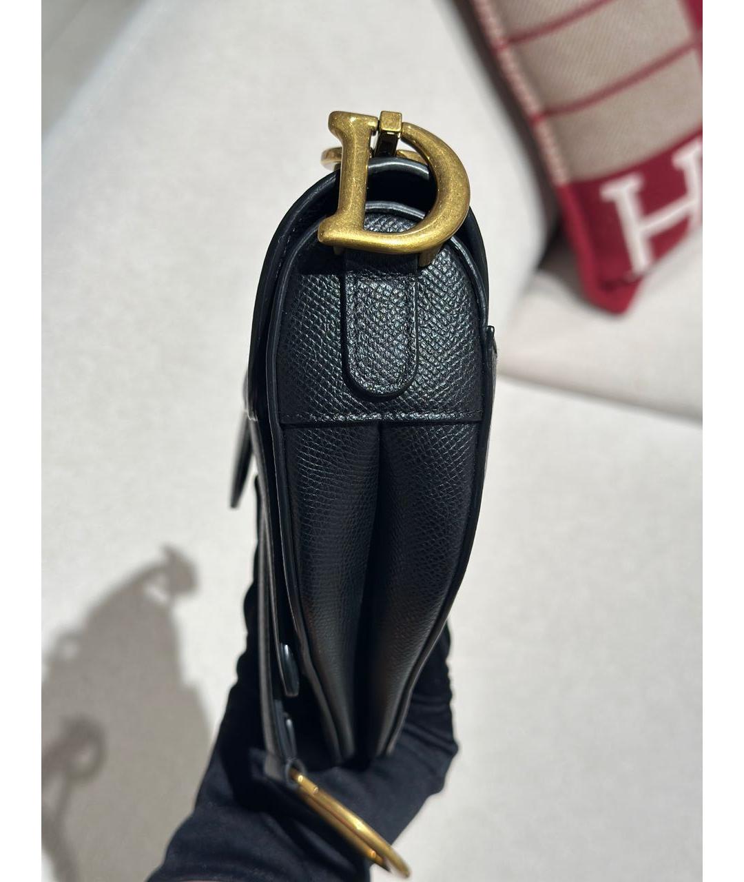 CHRISTIAN DIOR Черная кожаная сумка с короткими ручками, фото 4