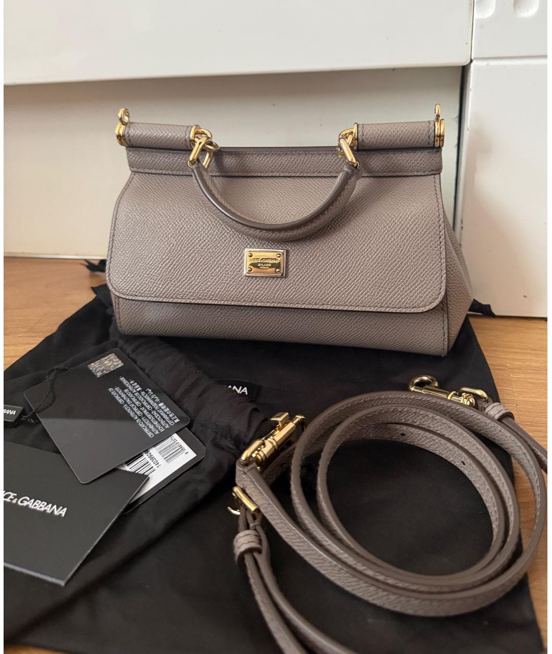 DOLCE&GABBANA Коричневая кожаная сумка с короткими ручками, фото 5