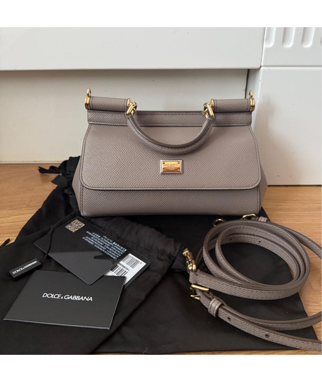 DOLCE&GABBANA Коричневая кожаная сумка с короткими ручками, фото 8