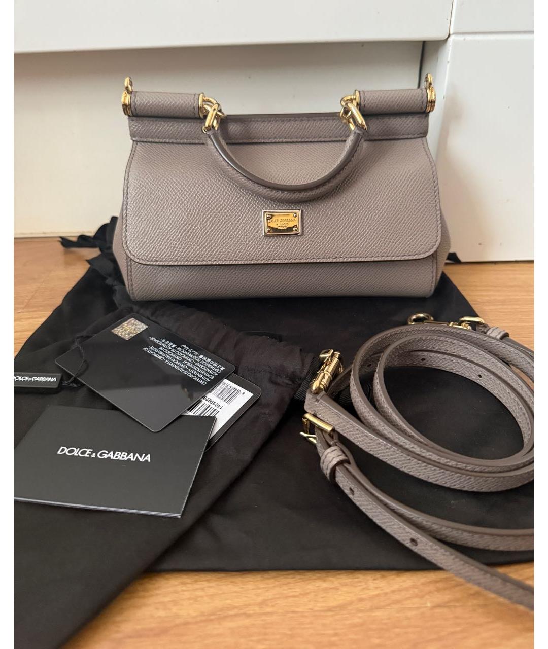 DOLCE&GABBANA Коричневая кожаная сумка с короткими ручками, фото 9