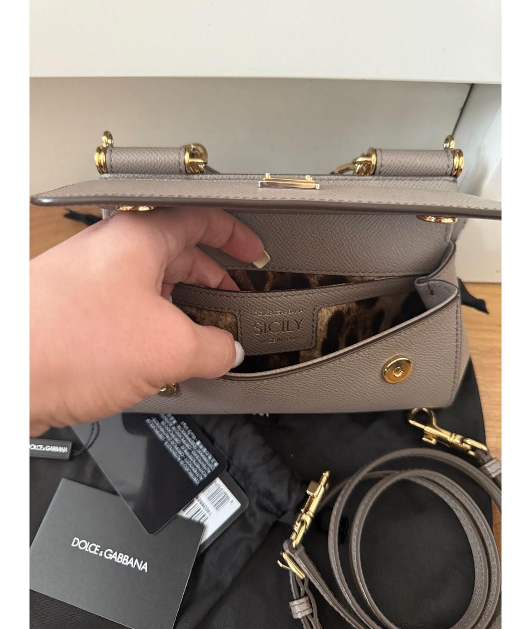 DOLCE&GABBANA Коричневая кожаная сумка с короткими ручками, фото 4