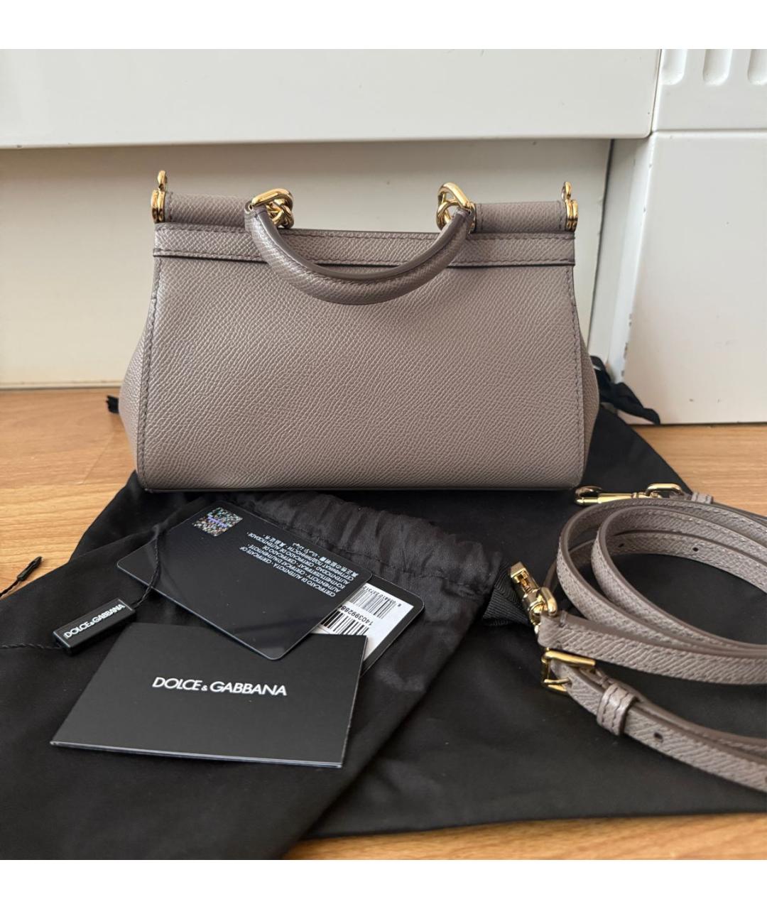 DOLCE&GABBANA Коричневая кожаная сумка с короткими ручками, фото 3