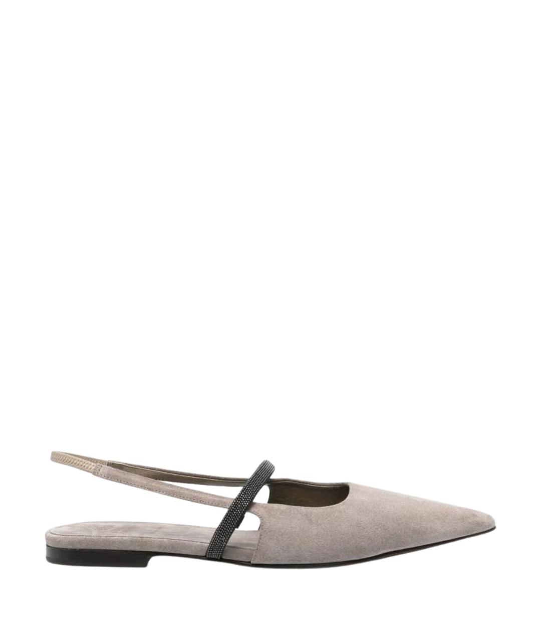 BRUNELLO CUCINELLI Серые замшевые балетки, фото 1