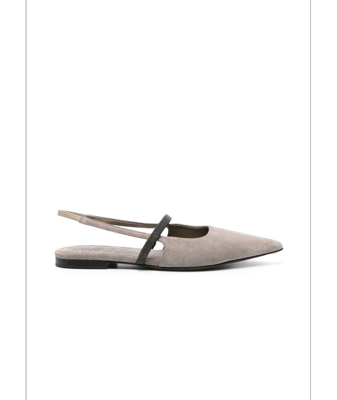 BRUNELLO CUCINELLI Серые замшевые балетки, фото 3