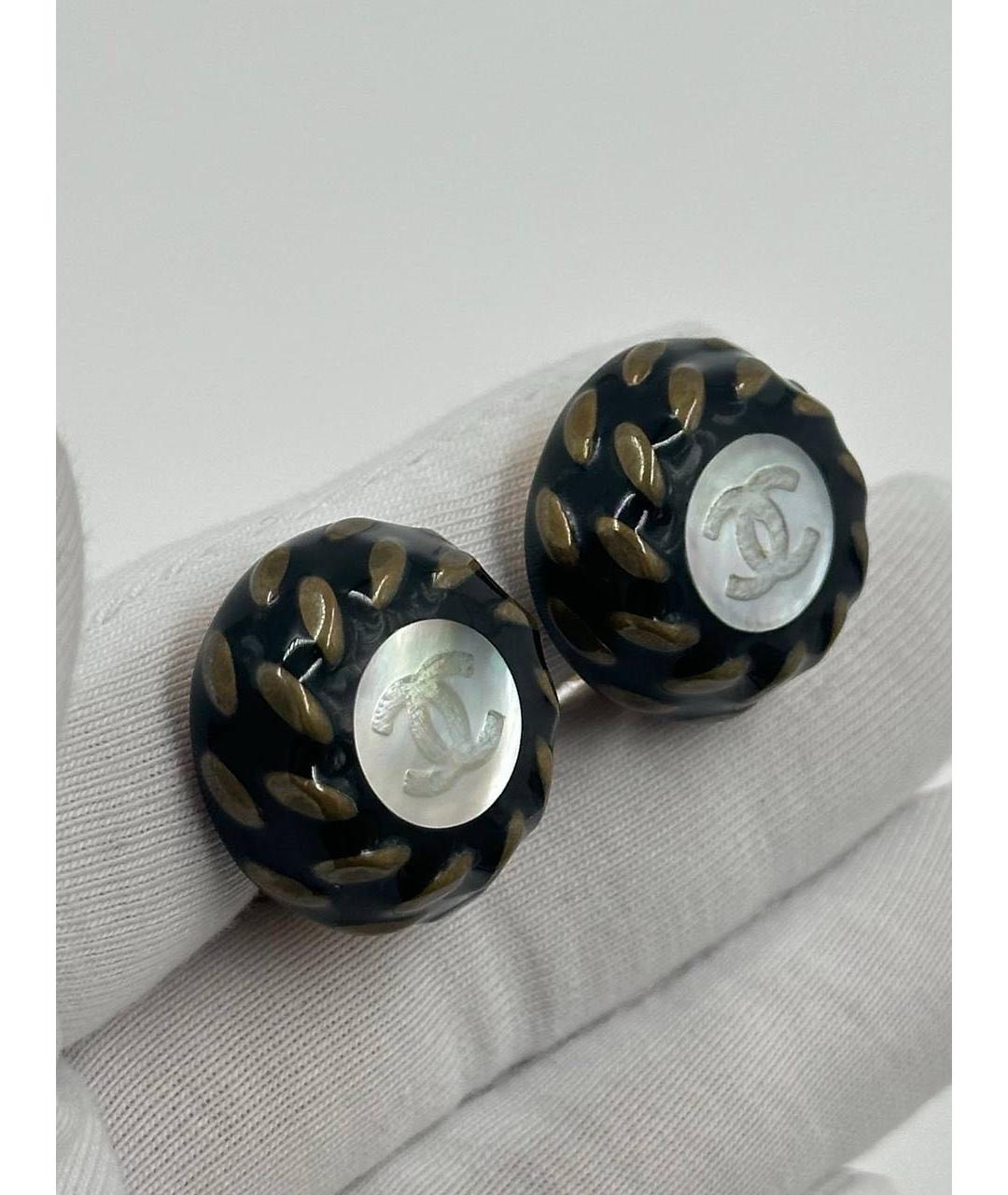 CHANEL Черные клипсы, фото 6