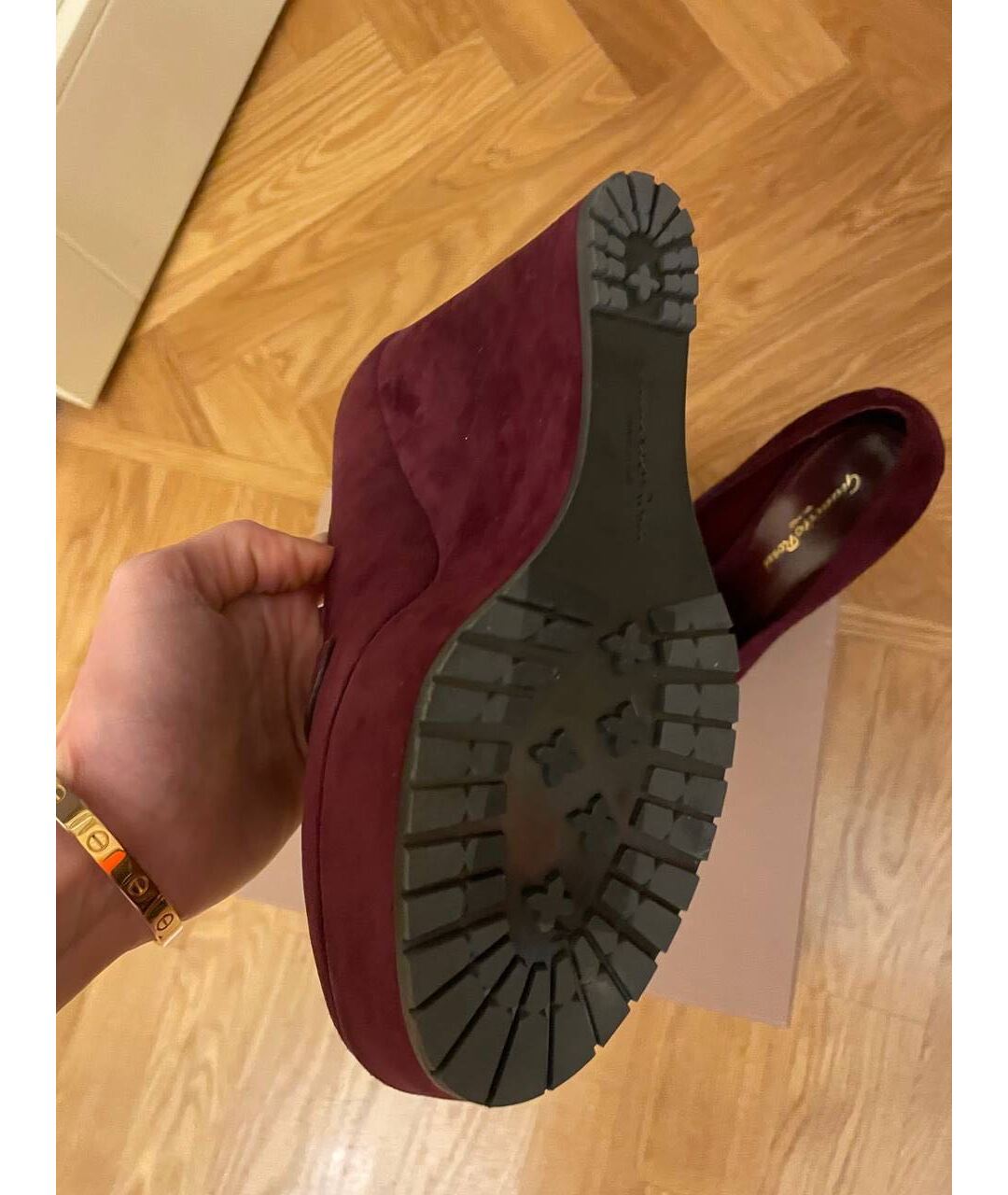GIANVITO ROSSI Бордовые замшевые туфли, фото 4