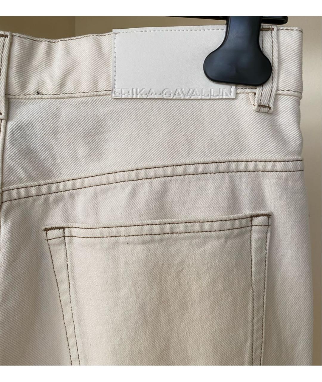 ERIKA CAVALLINI Белые хлопковые прямые джинсы, фото 4
