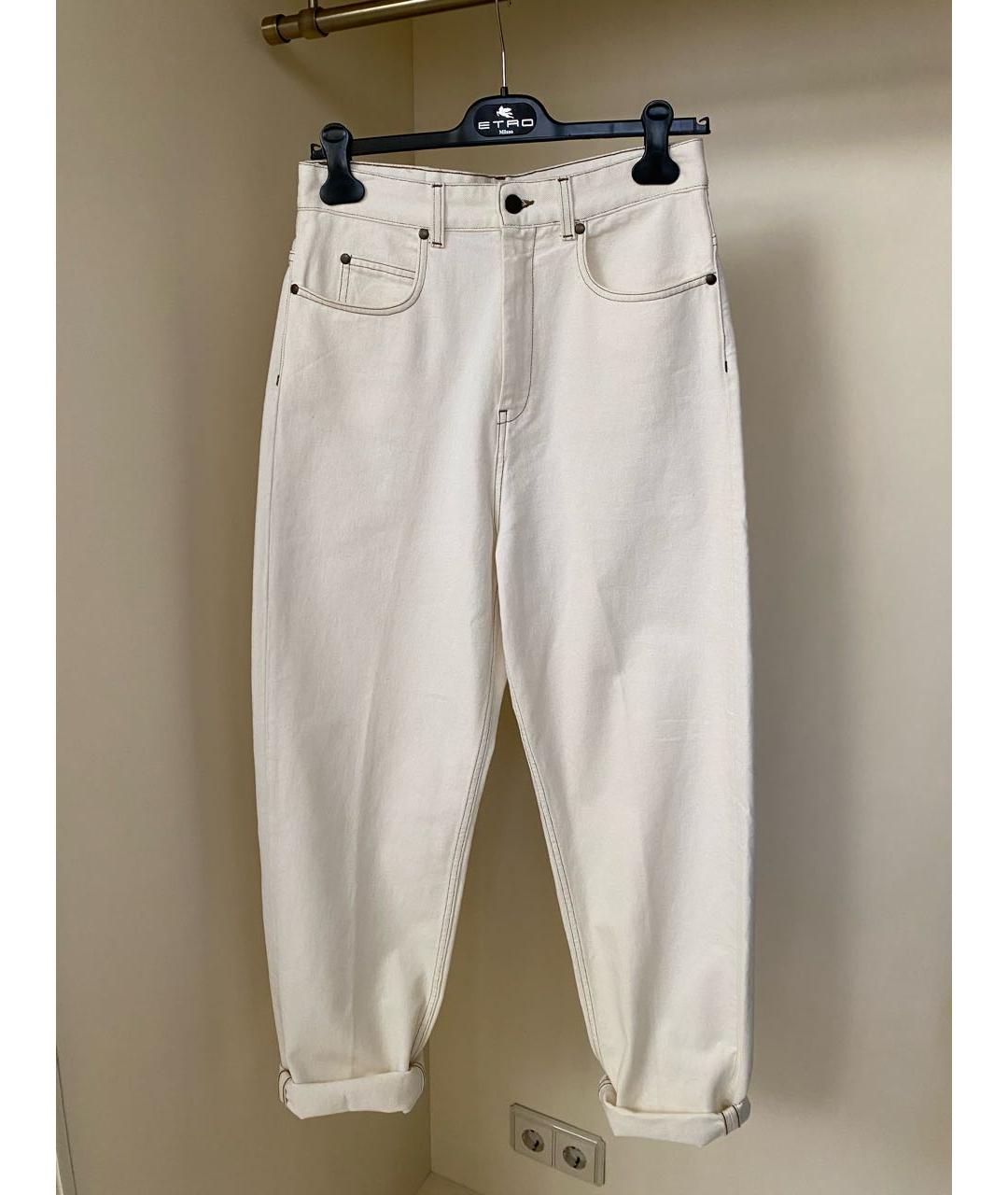 ERIKA CAVALLINI Белые хлопковые прямые джинсы, фото 2