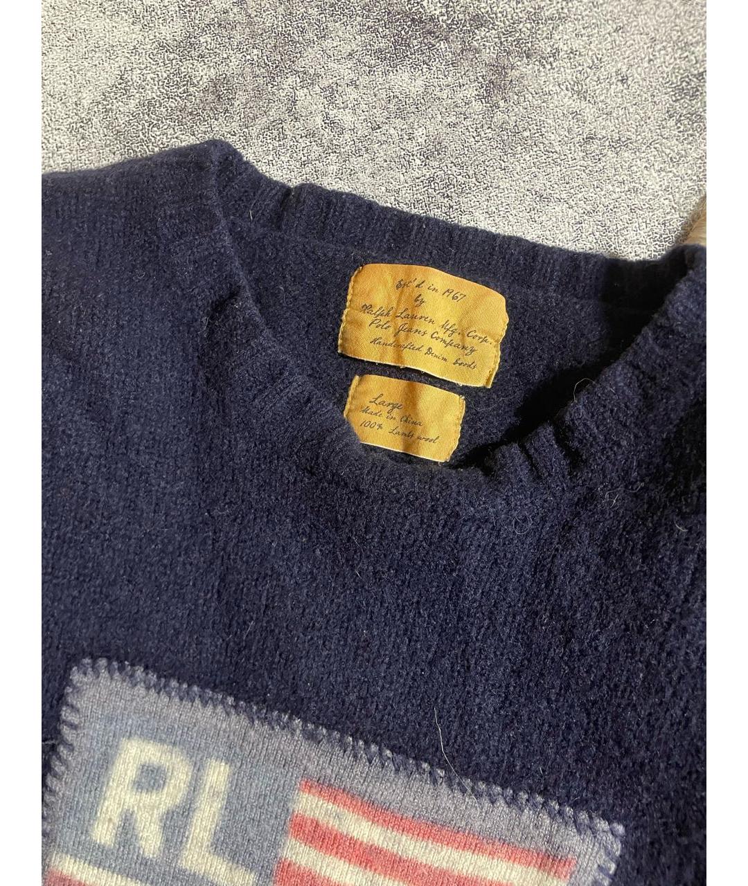 POLO RALPH LAUREN Темно-синий шерстяной джемпер / свитер, фото 5