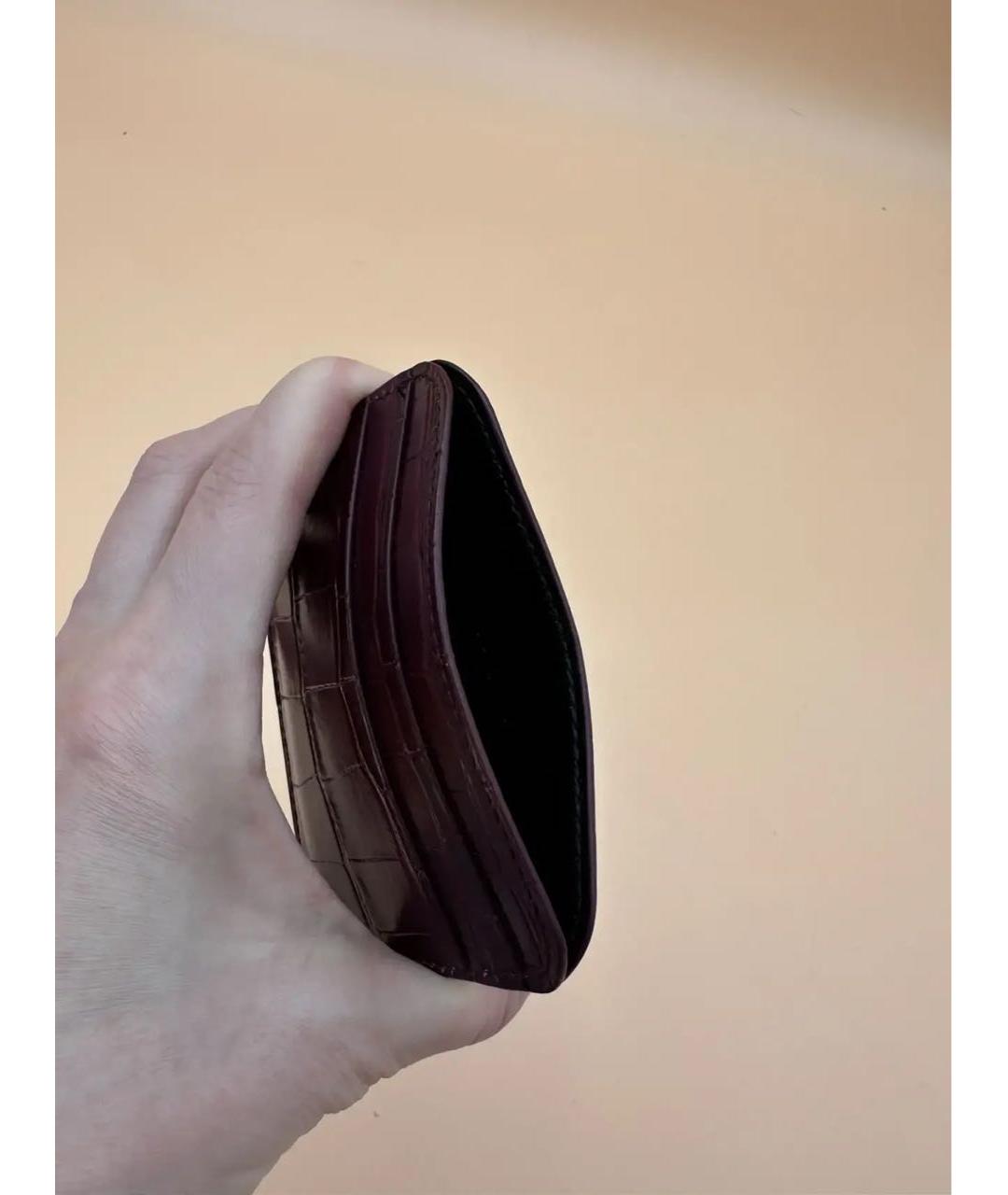 BALENCIAGA Бордовый кожаный кардхолдер, фото 6