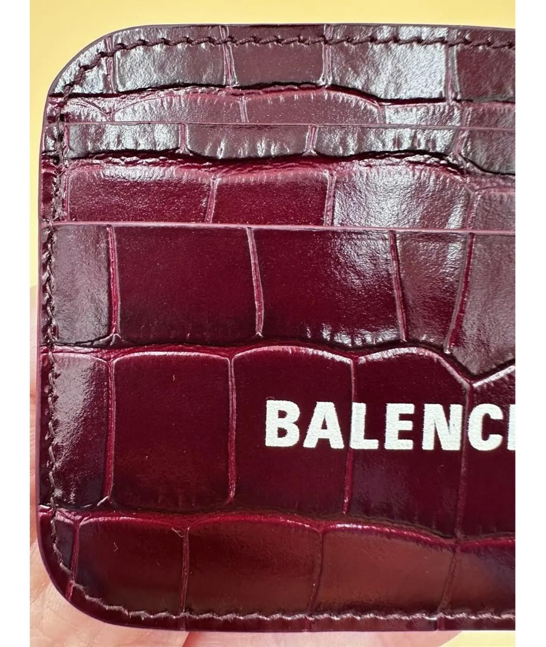 BALENCIAGA Бордовый кожаный кардхолдер, фото 7