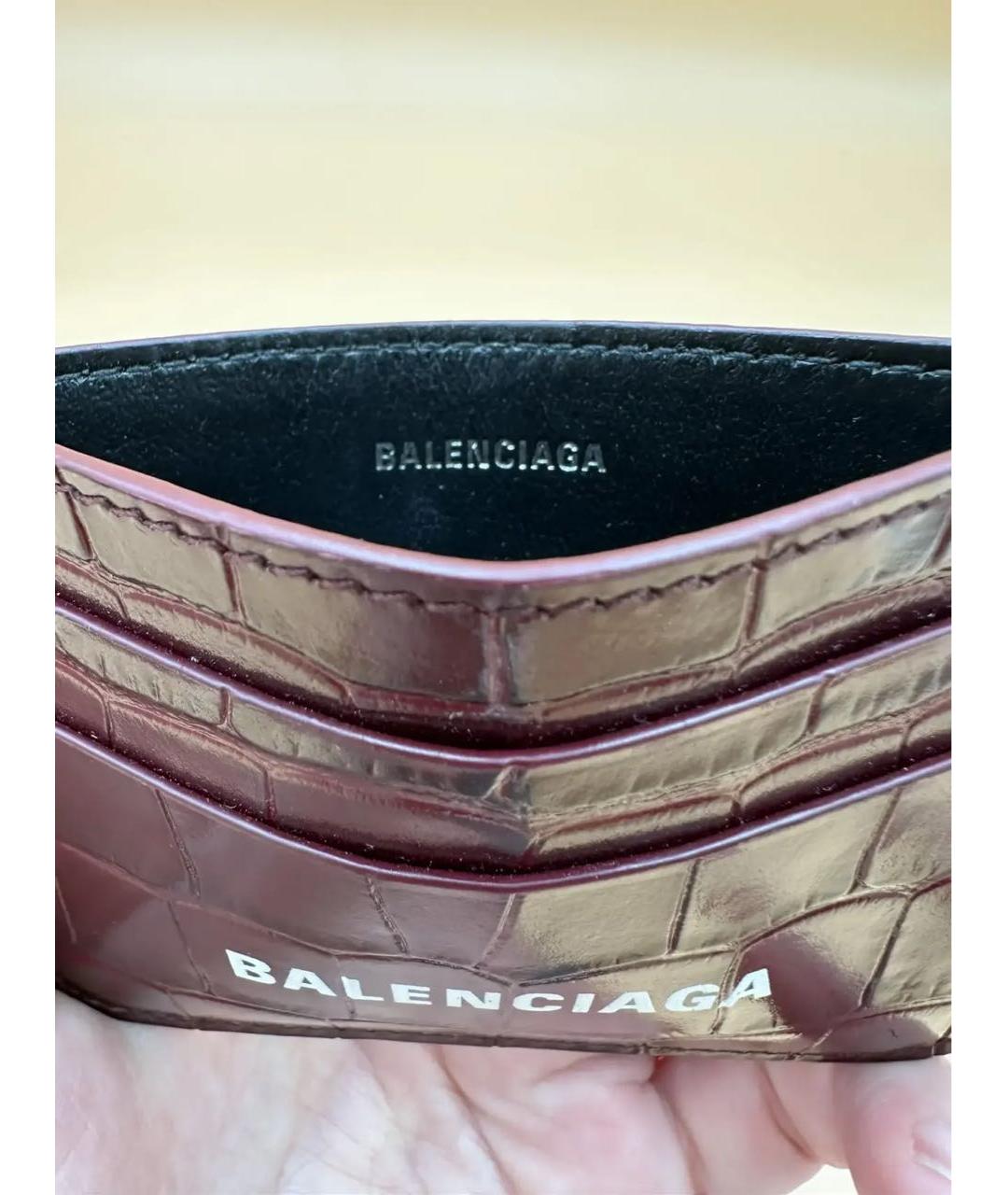 BALENCIAGA Бордовый кожаный кардхолдер, фото 5