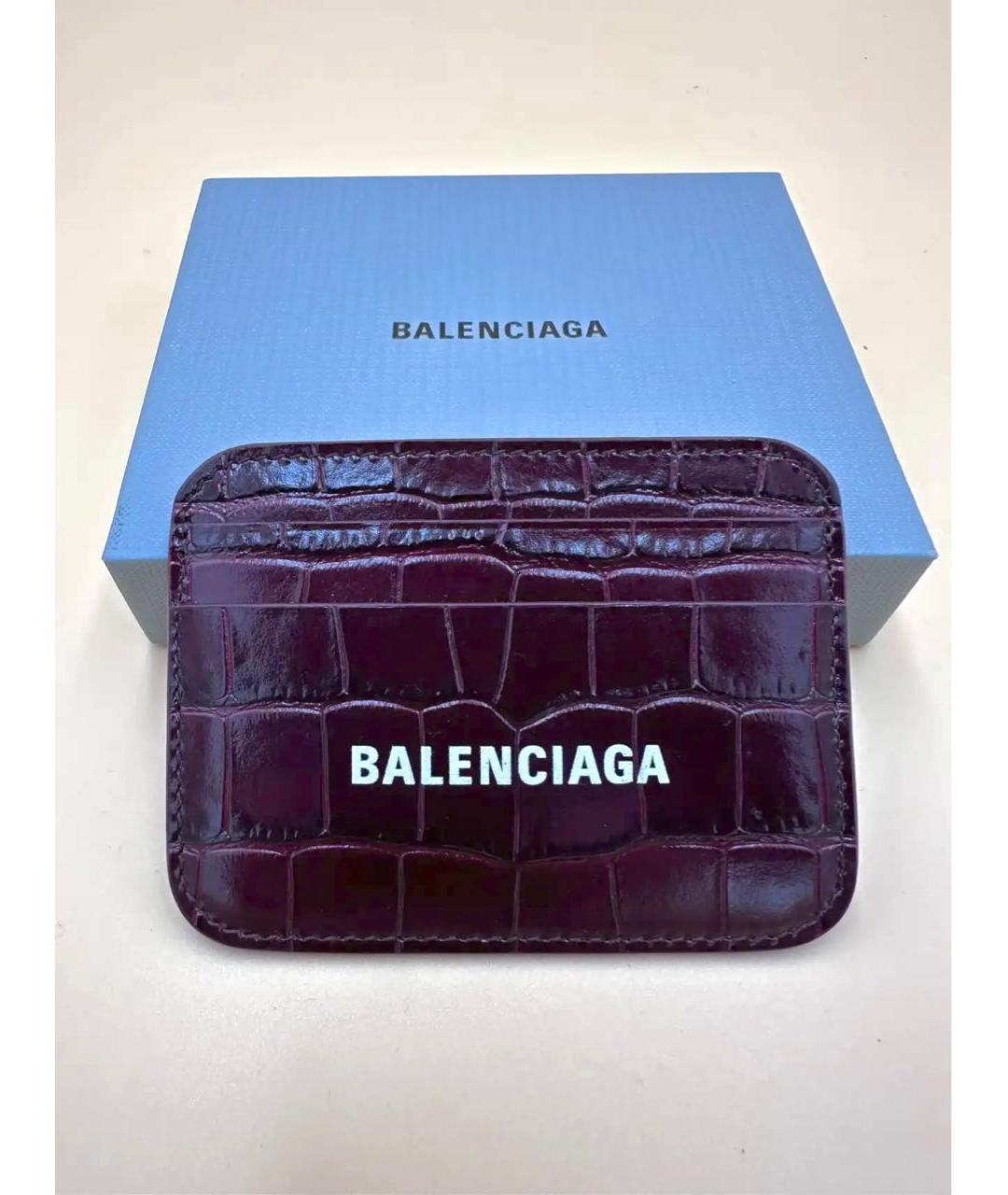 BALENCIAGA Бордовый кожаный кардхолдер, фото 9