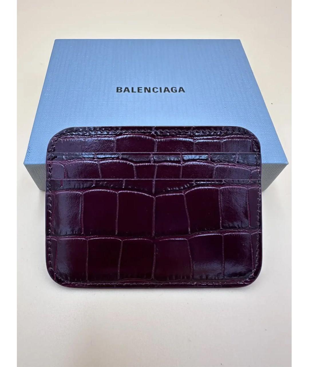 BALENCIAGA Бордовый кожаный кардхолдер, фото 2