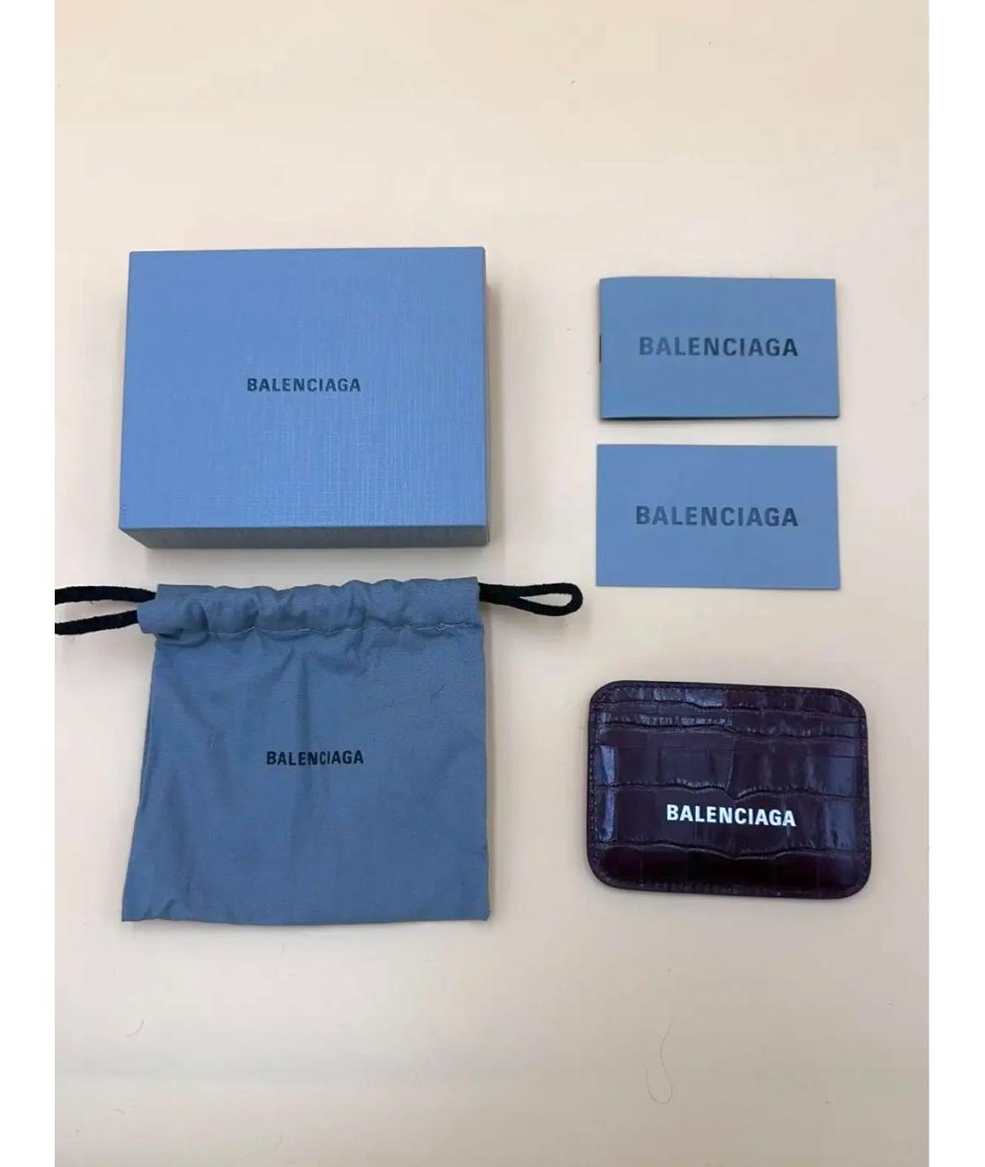 BALENCIAGA Бордовый кожаный кардхолдер, фото 3