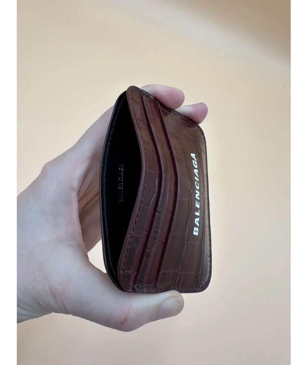 BALENCIAGA Бордовый кожаный кардхолдер, фото 4