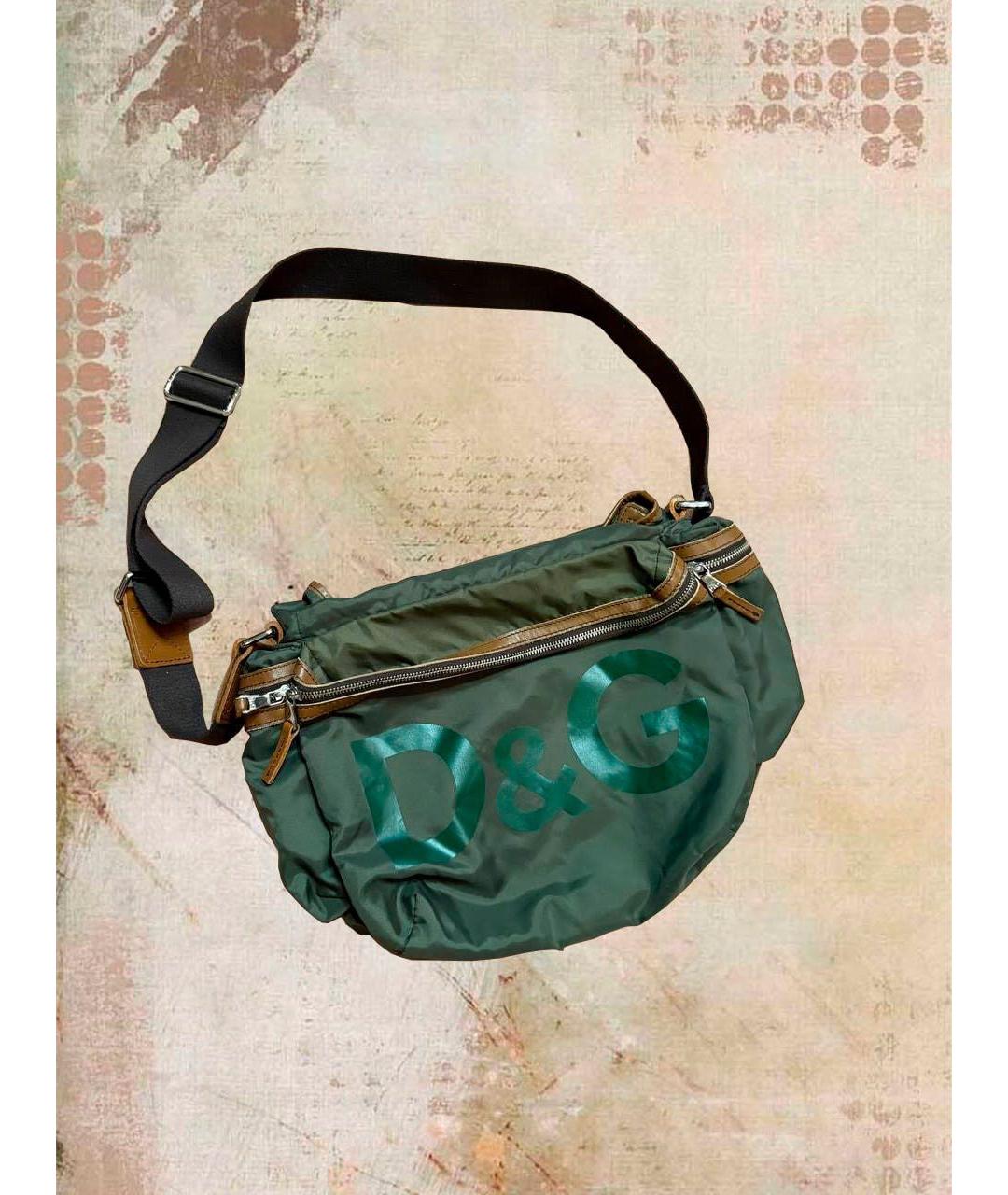 DOLCE&GABBANA Зеленая тканевая сумка на плечо, фото 4