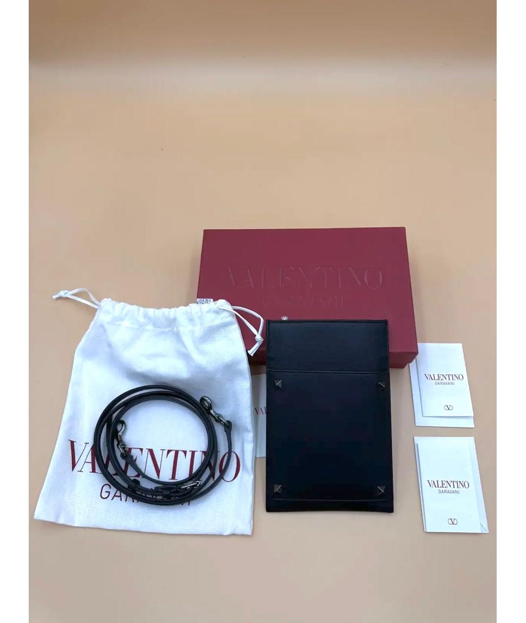 VALENTINO Черная кожаная сумка через плечо, фото 2