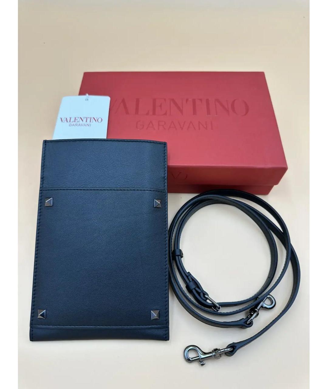 VALENTINO Черная кожаная сумка через плечо, фото 4