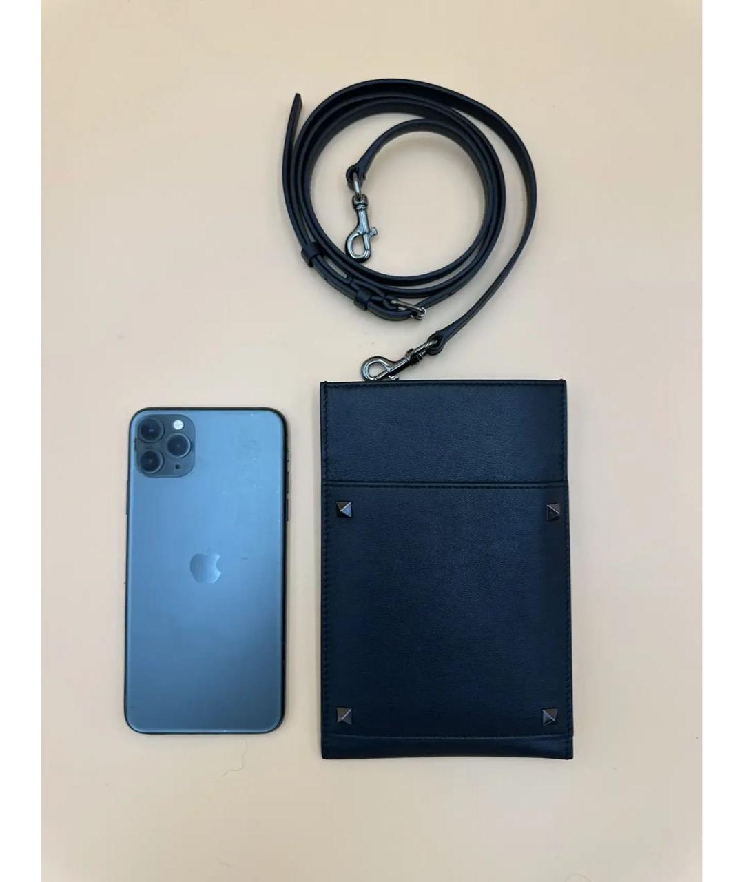 VALENTINO Черная кожаная сумка через плечо, фото 8