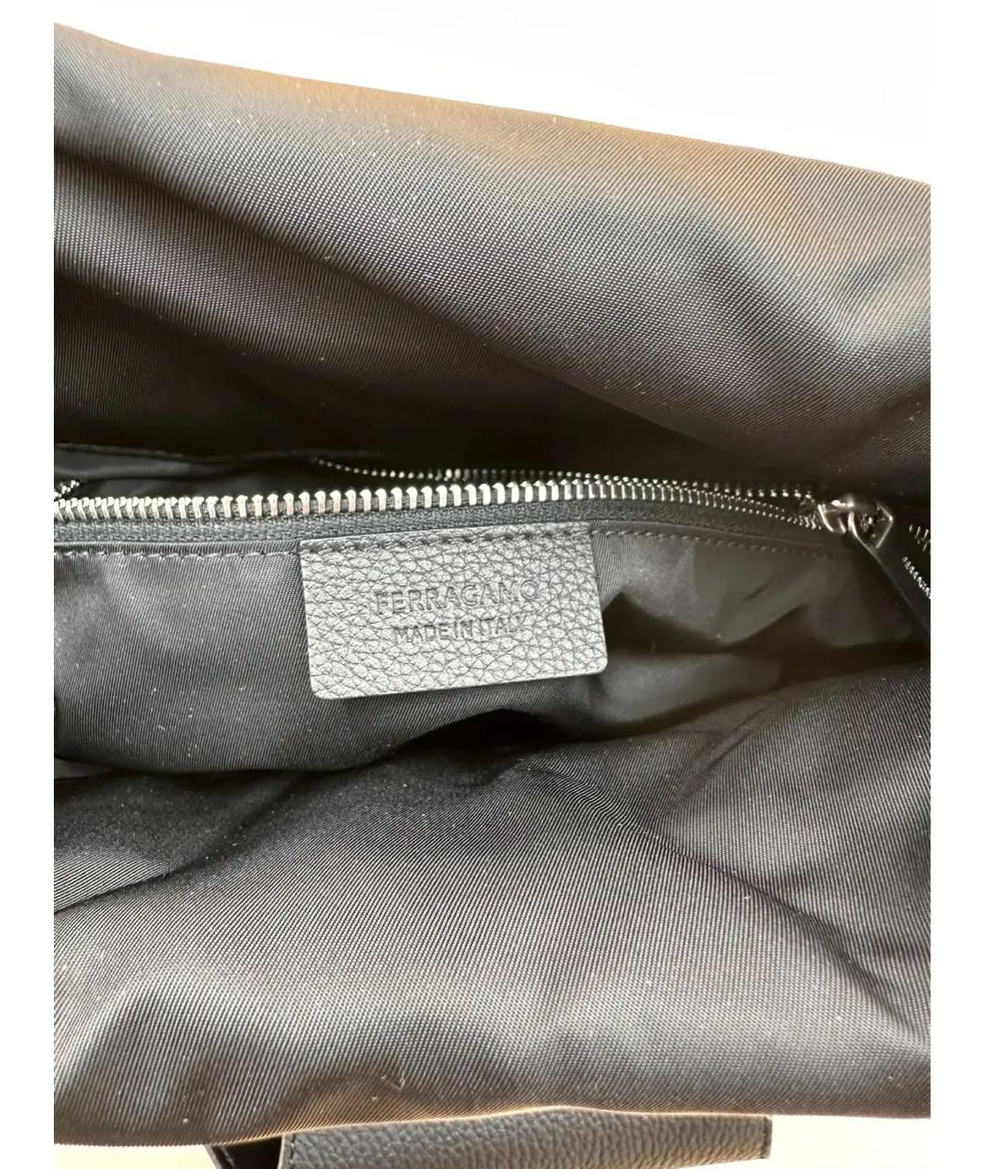 FERRAGAMO Черная кожаная сумка тоут, фото 8