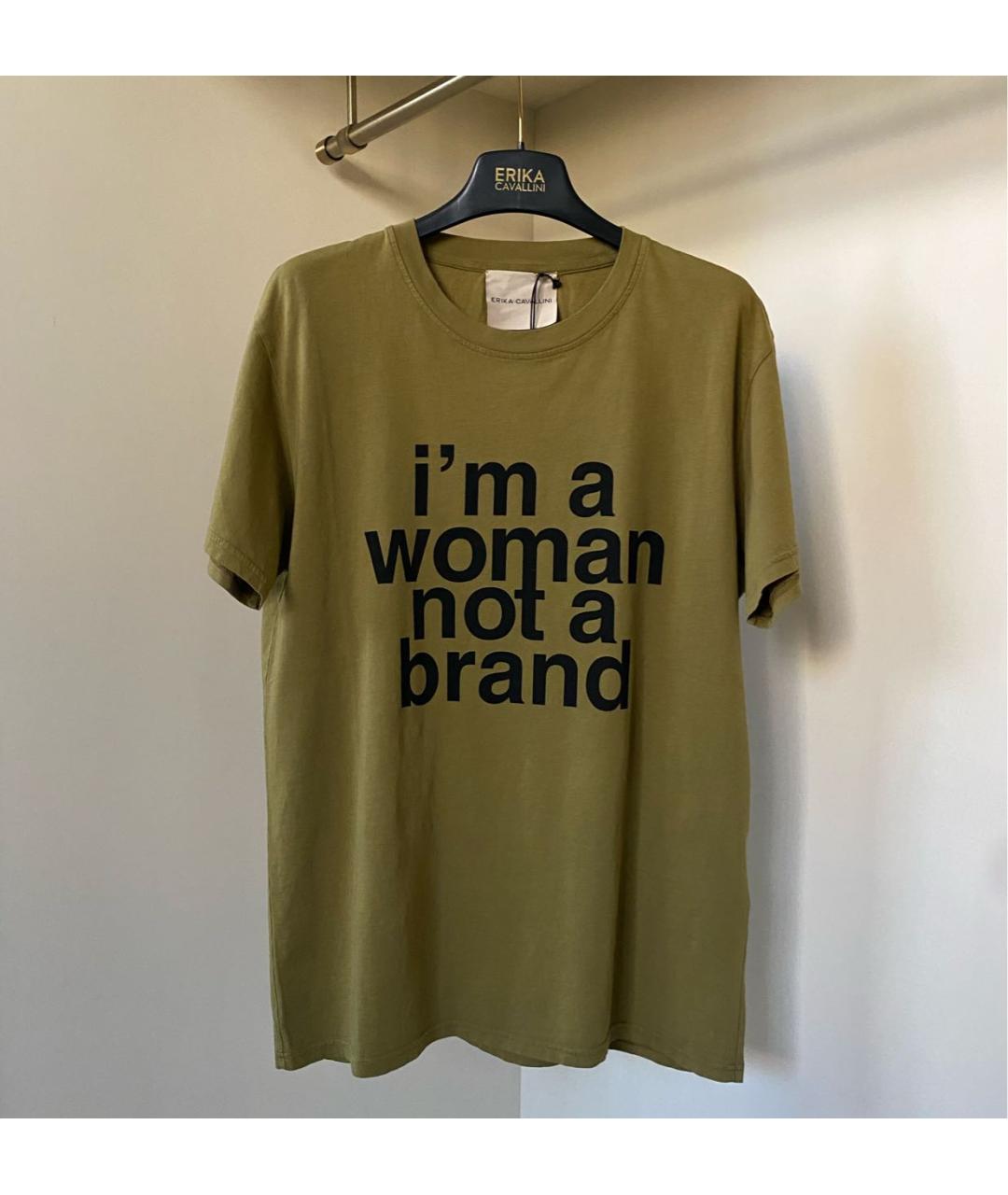 ERIKA CAVALLINI Хаки хлопковая футболка, фото 8