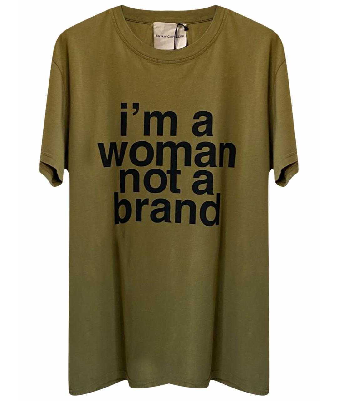 ERIKA CAVALLINI Хаки хлопковая футболка, фото 1