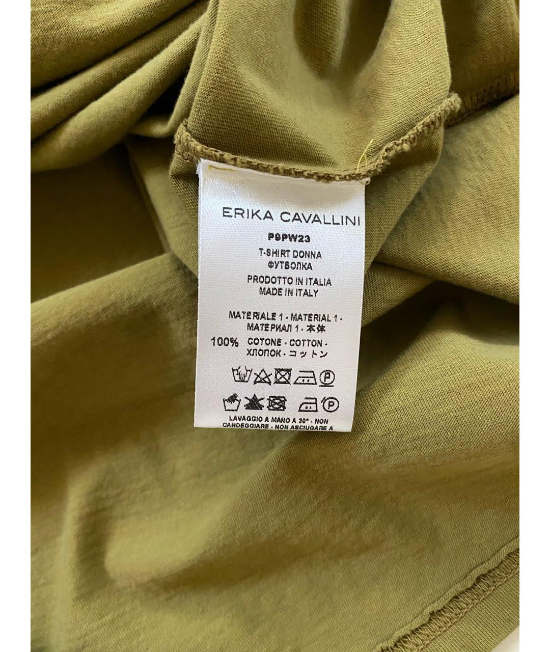ERIKA CAVALLINI Хаки хлопковая футболка, фото 4