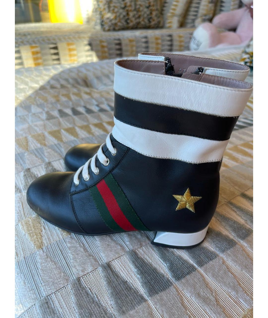 GUCCI Черные кожаные ботинки, фото 7