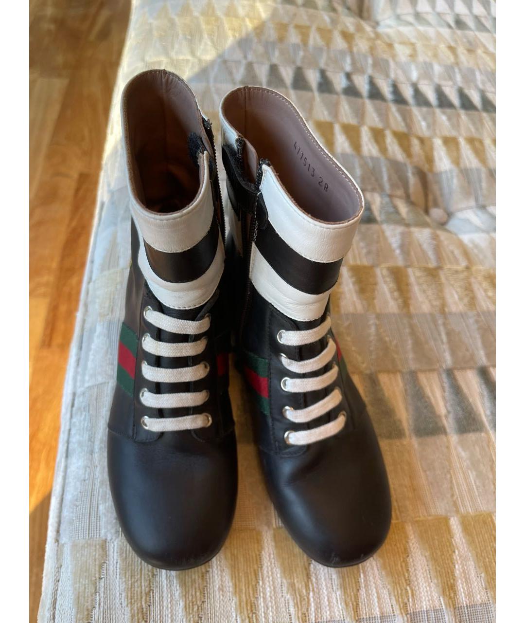 GUCCI Черные кожаные ботинки, фото 5