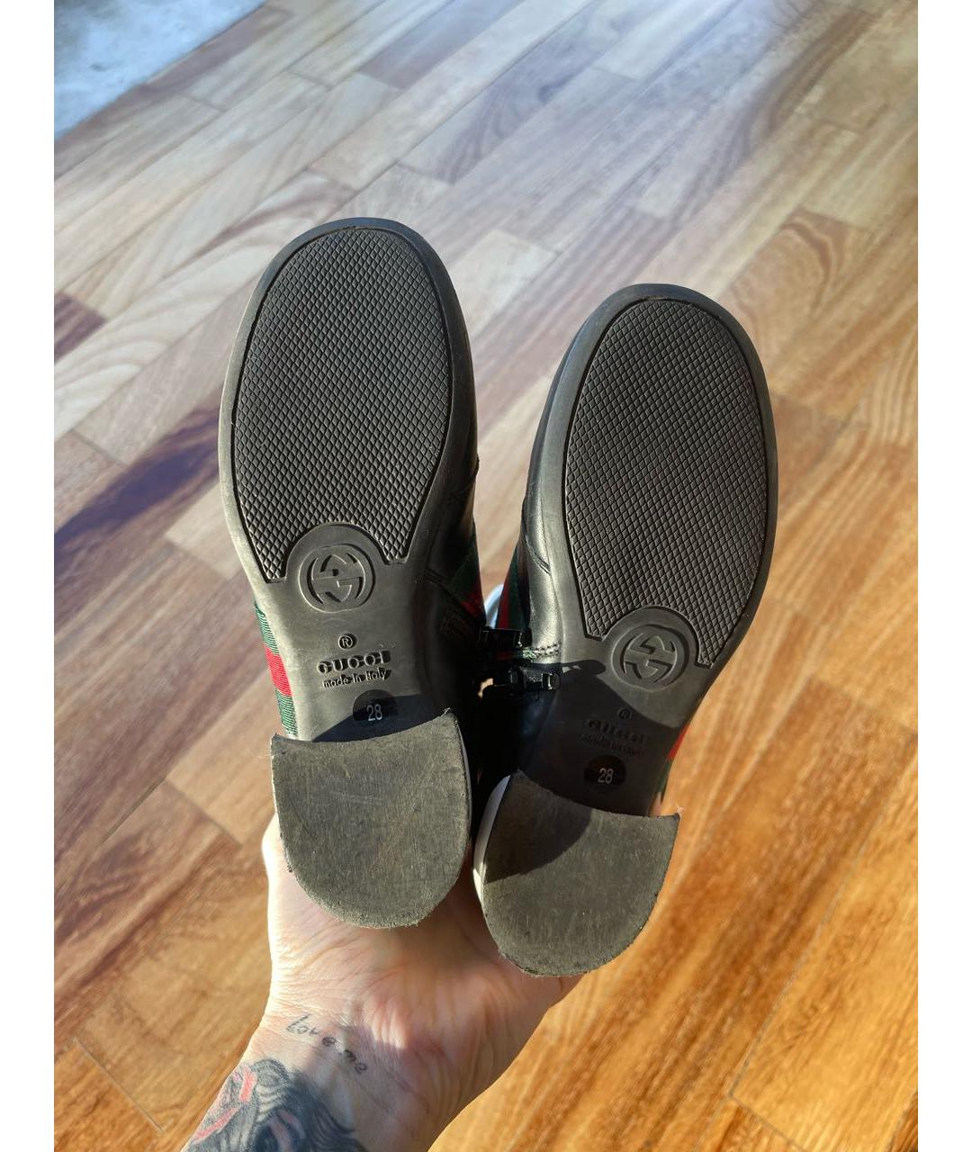 GUCCI Черные кожаные ботинки, фото 4