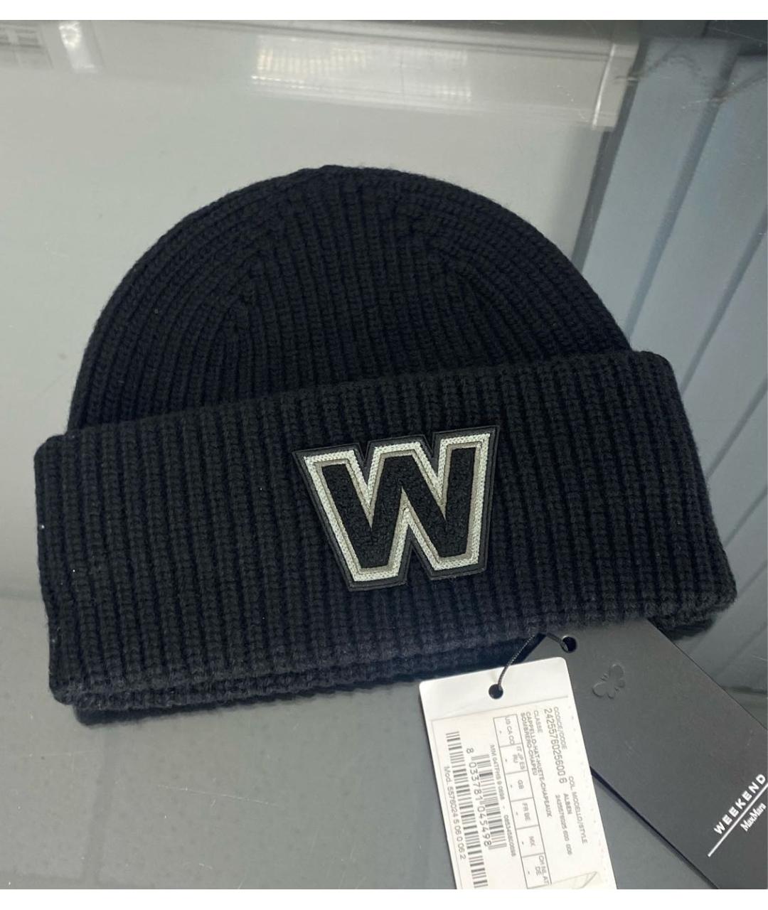 WEEKEND MAX MARA Черная шерстяная шапка, фото 4