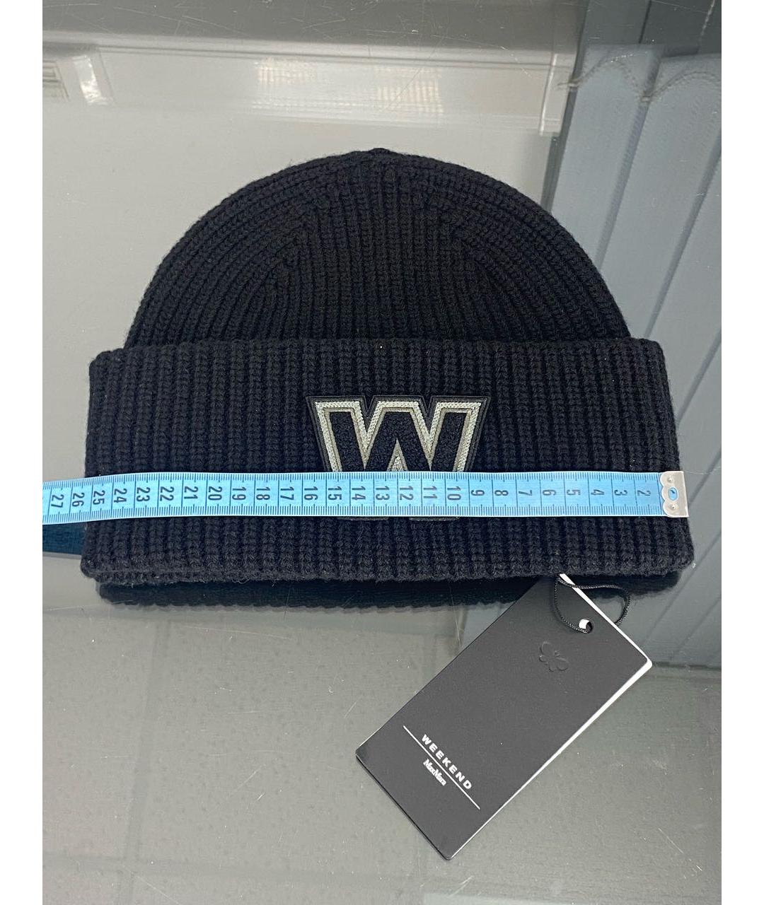 WEEKEND MAX MARA Черная шерстяная шапка, фото 8