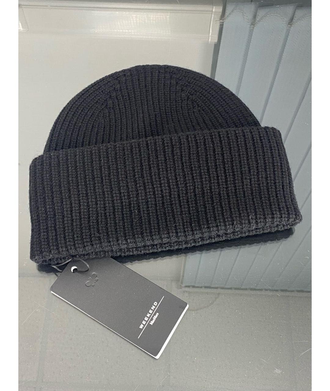 WEEKEND MAX MARA Черная шерстяная шапка, фото 2